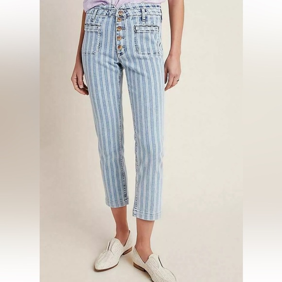 Anthropologie Denim - Anthropologie PILCRO Jeans ACID WASH High Rise Striped Button Slim